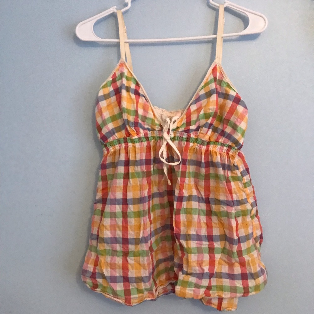 Vintage Victoria’s Secret pout rainbow plaid shirt